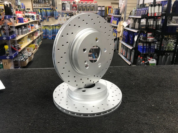 FOR MERCEDES E350 CDi BlueEFFICIENCY BRAKE DISCS CROSS DRILLED REAR ONLY