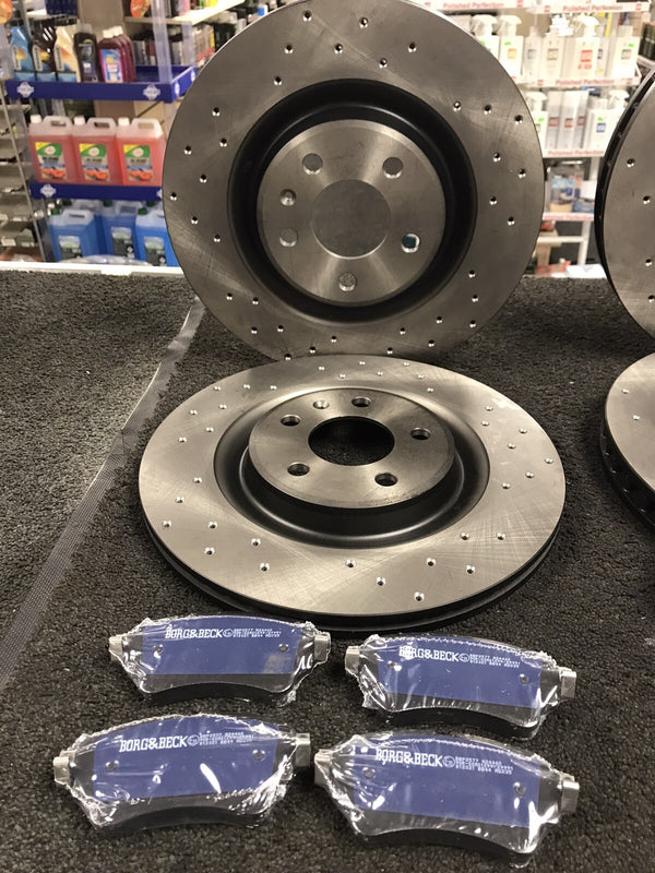 FOR AUDI S5 SQ5 TFSI 3.0 QUATTRO B9 SLINE CROSS DRILLED BRAKE DISC + PADS REAR