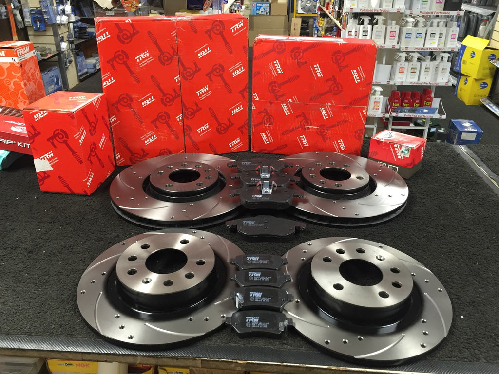 VAUXHALL ZAFIRA 1.7CDTi BRAKE DISCS CROSS DRILLED GROOVED PADS FRONT REAR TRW