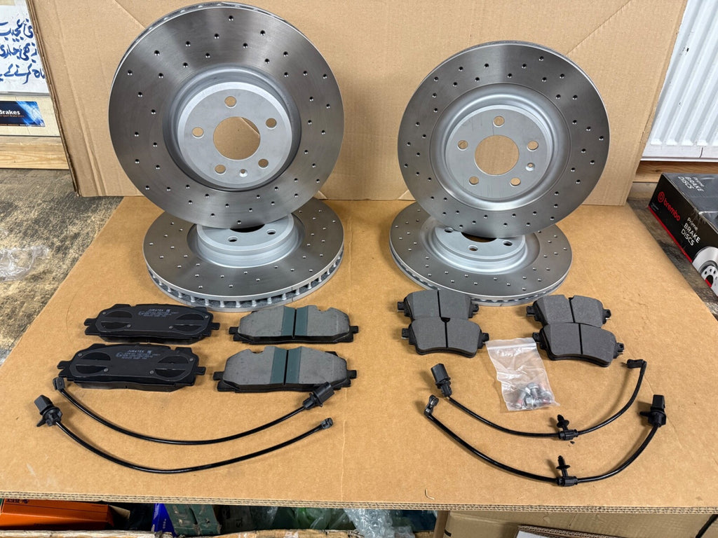 FOR TOUAREG V6 BLACK EDITION TDI (MK3 (CR)) FRONT REAR BRAKE DISC PADS DRILLED