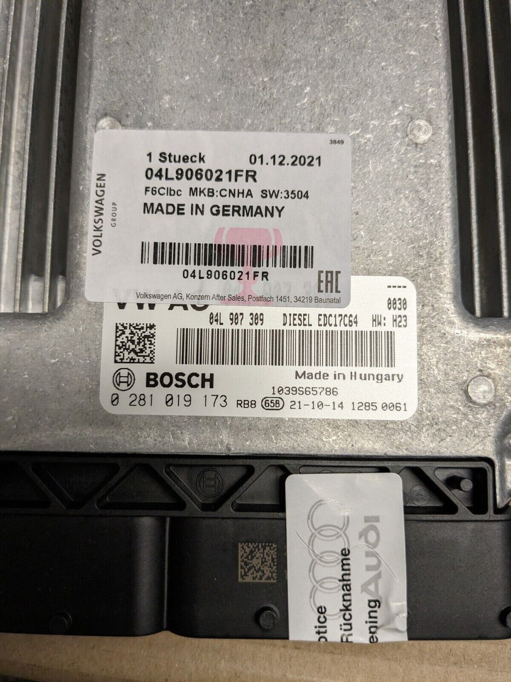 SKODA AUDI A6 2015 -2018 ECU BRAND NEW GENUINE04L906021FR 4 CYLINDER DIESEL