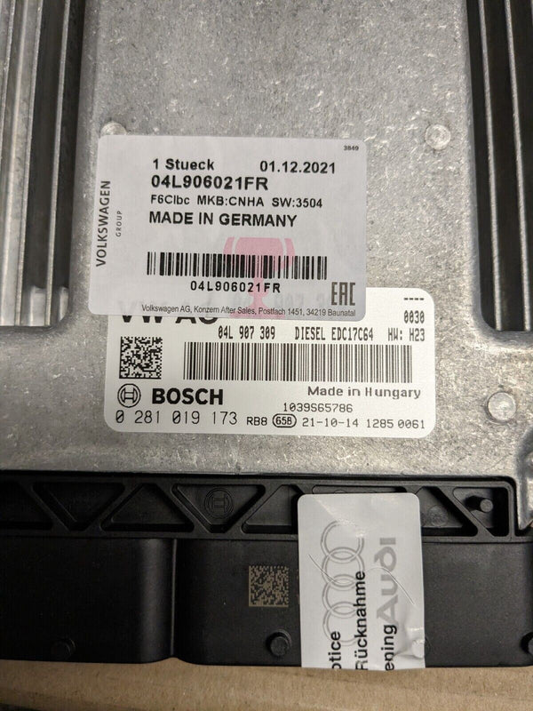 SKODA AUDI A6 2015 -2018 ECU BRAND NEW GENUINE04L906021FR 4 CYLINDER DIESEL