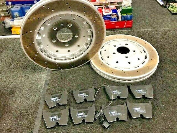 FOR AUDI R8 CROSS DRILLED FRONT BRAKE DISCS  BRAKE PAD FRONT  365MM