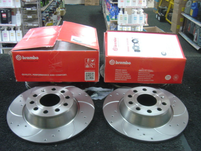 VW GOLF MK5 2.0GTTDi GTTDi 170BHP BRAKE DISC CROSS DRILLED BREMBO REAR