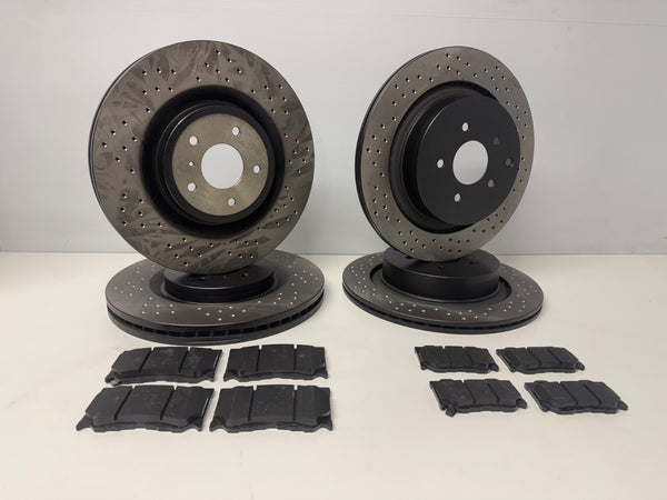 FOR INFINITI Q50 S HYBRID (MK1 (V37)) FRONT REAR DRILLED BRAKE DISC PAD SET