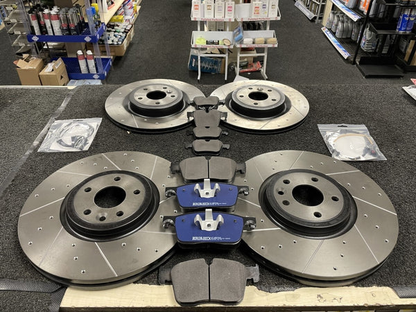FOR JAGUAR XF 3.0 V6 CROSS DRILLED GROOVED BRAKE DISCS PADS 350MM FRONTREAR