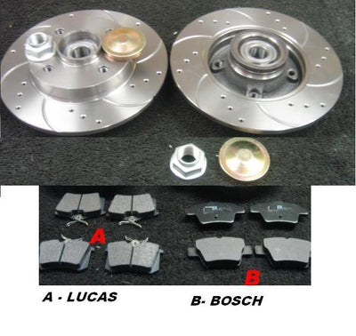 CITROEN PEGEOUT  BRAKE DISC CROSS DRILLED GROOVED BRAKE DISC MINTEX PADS REAR