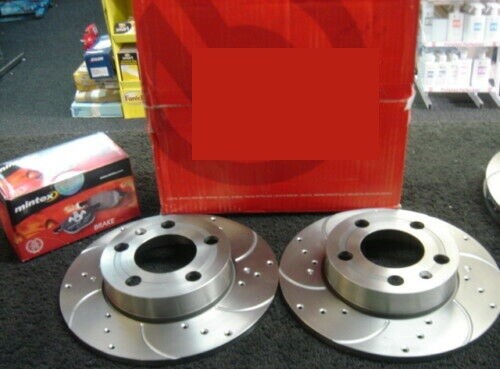 VW GOLF MK4 DRILLED GROOVED BRAKE DISC MINTEX PADS REAR