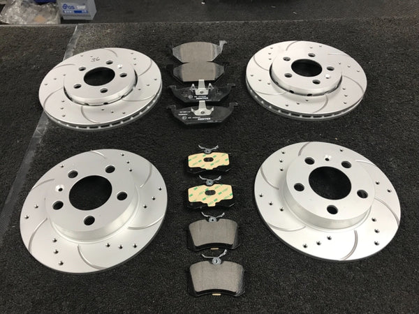 FOR Leon Stylance FRONT REAR DRILLED GROOVED DISCS AND BREMBO PADS