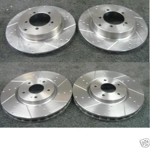 FOR IMPREZA WRX 98-2000 DRILLED GROOVED BRAKE DISCS & PADS