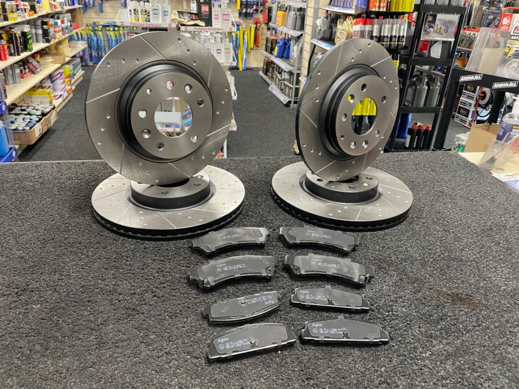 MAZDA 6 2.2 2007 TO 2013  BRAKE DISCS CROSS DRILLED GROOVED  PADS FRONT REAR