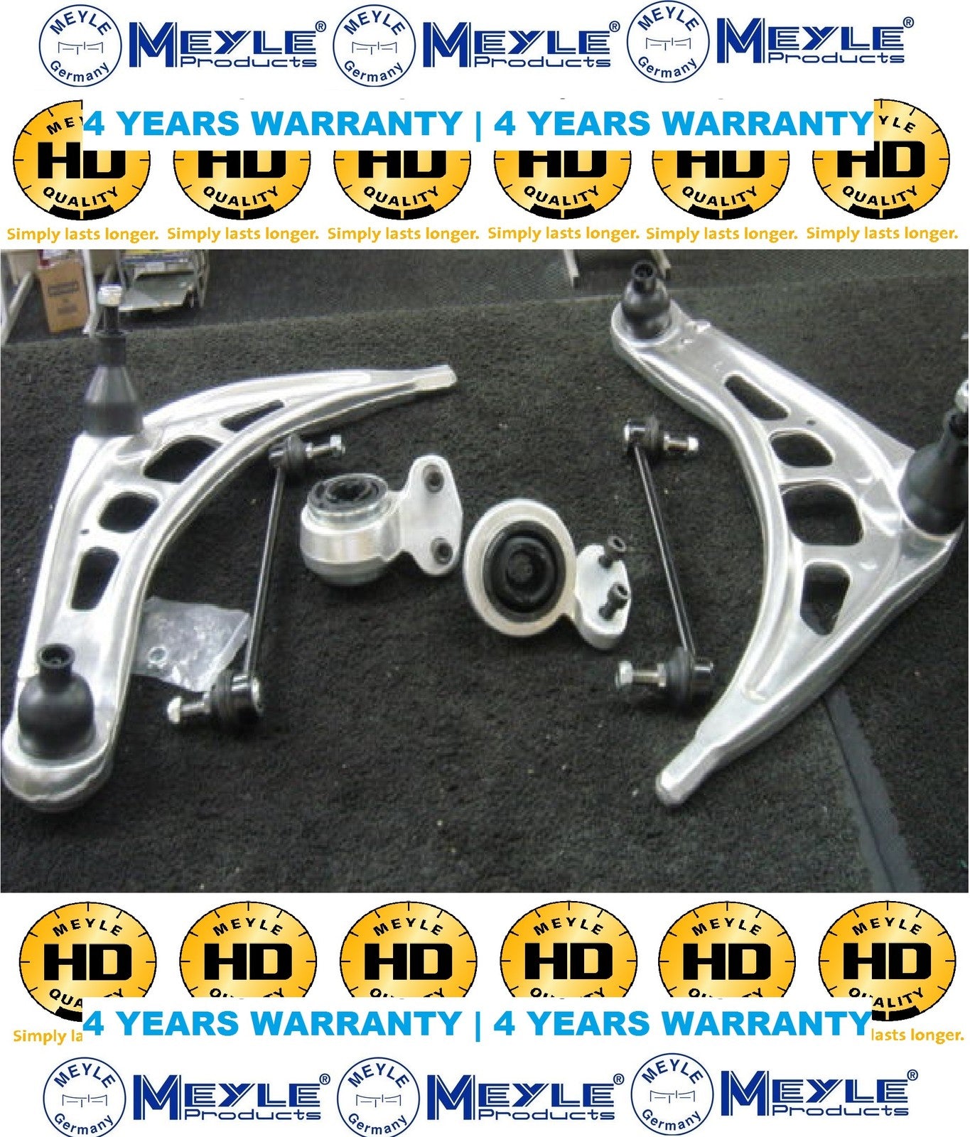 BMW  3 SERIES E46 2 LOWER WISHBONE ARMS 2 BUSHES 2 ANTI ROLL BAR LINKS MEYLE HD