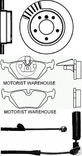 BMW 318CI REAR VENTED BRAKE DISCS & PADS &WARNING WIRES
