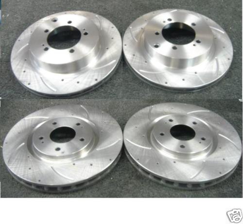 FOR MITSUBISHI LANCER EVO 5 6 7 8 CROSS DRILLED GROOVED FRONT REAR BRAKE DISCS