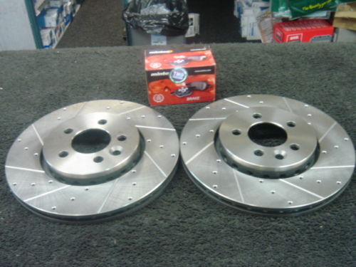 ROVER 75 DRILLED GROOVED BRAKE DISC & MINTEX PADS 