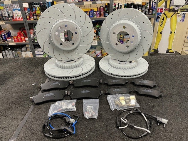 FOR DEFENDER 110 S (MK3 (L663)) FRONT REAR BRAKE DISCS DRILLED GROOVED PADS