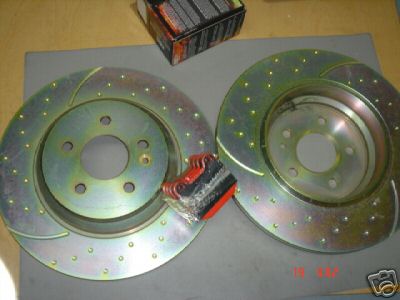 FOR MERCEDES ML270 320 370 430 GROOVED DISCS RED PAD REAR