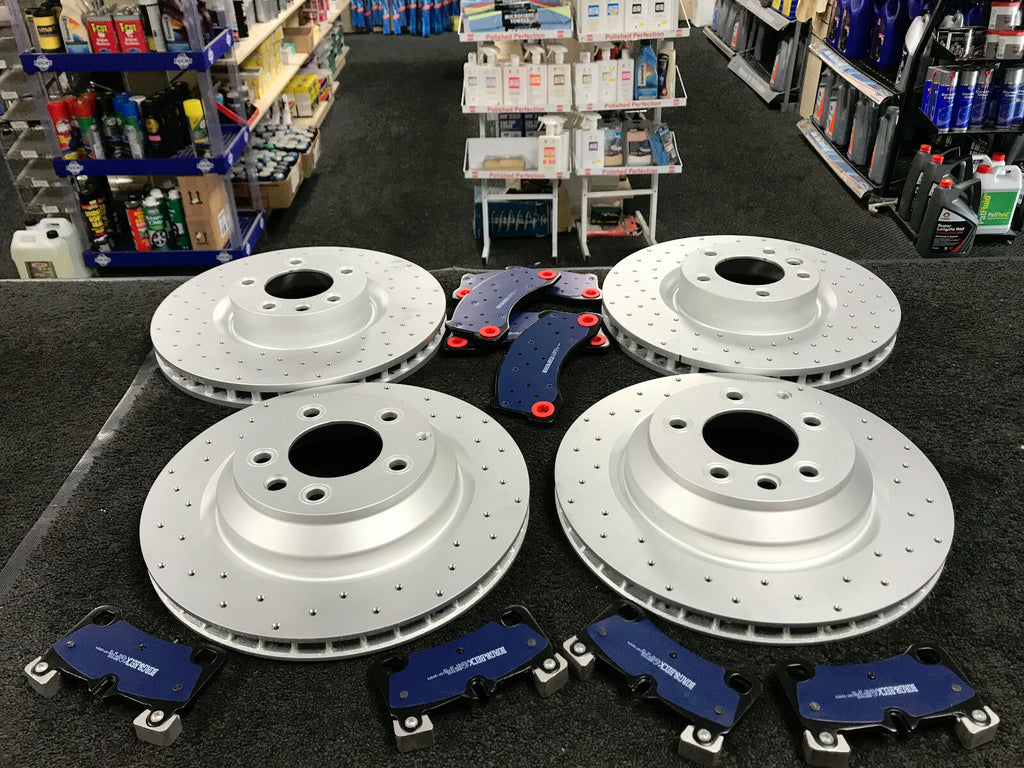 VW TOUAREG 5.0 R50 TDI BRAKE DISCS DRILLED FRONT & REAR 368MM 358MM & PADS