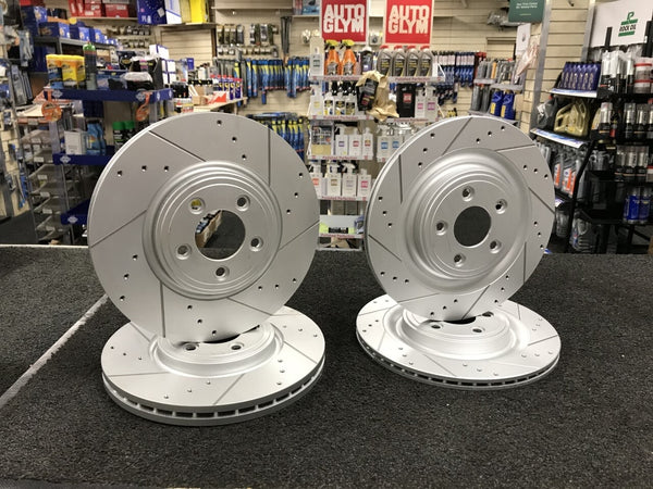 FOR JAGUAR XF 3.0 V6 CROSS DRILLED GROOVED BRAKE DISCS  326MM FRONT REAR