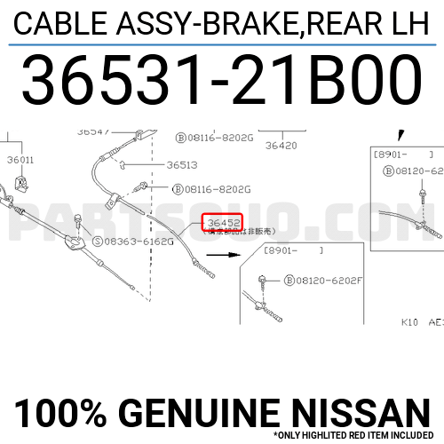 1000MM REAR NS LH HANDBRAKE CABLE FITS NISSAN MICRA K10 1.0 1.2 1982-92