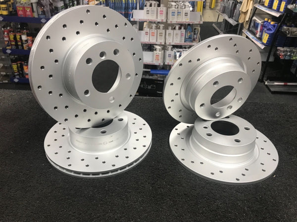 BMW 320D E90 120i 120D E81 E82 BRAKE DISC FRONT 300MM REAR 296MM CROSS DRILLED