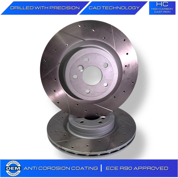FOR JAGUAR XF 3.0 V6 CROSS DRILLED GROOVED BRAKE DISCS 325MM  REAR