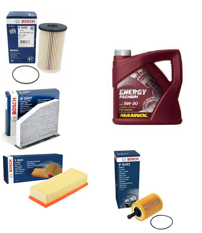  FOR VW PASSAT 2.0 TDIB62005-11 OIL AIR CABIN DIESEL FILTERS KIT BOSCH 5W30 OIL 