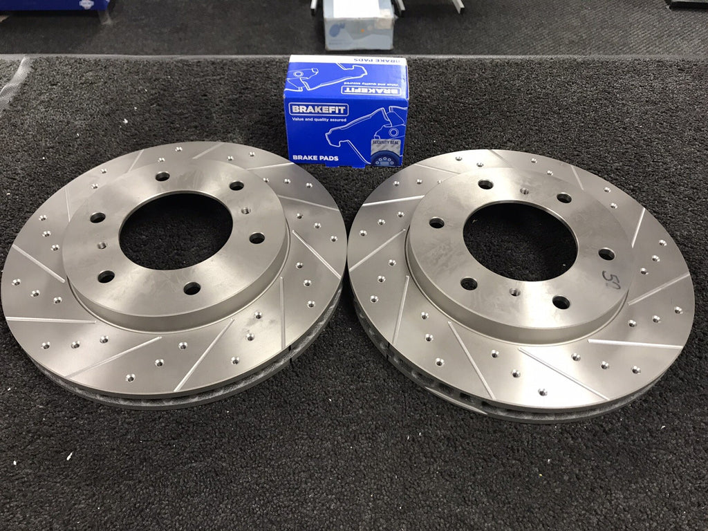 FOR MITSUBISHI SHOGUN 3.2DiD 4WORK PERFORMANCE DRILLED GROOVED BRAKE DISC PADS