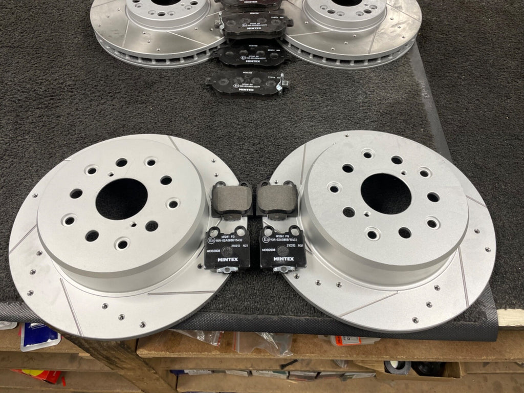 FOR LEXUS IS200  BRAKE DISCS CROSS DRILLED GROOVED MINTEX BRAKE PAD FRONT REAR