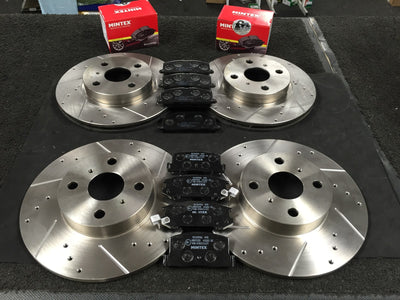 FOR MR2 MK1 AW11 1984-1990 BRAKE DISC CROSS DRILLED GROOVED  PADS FRONT REAR