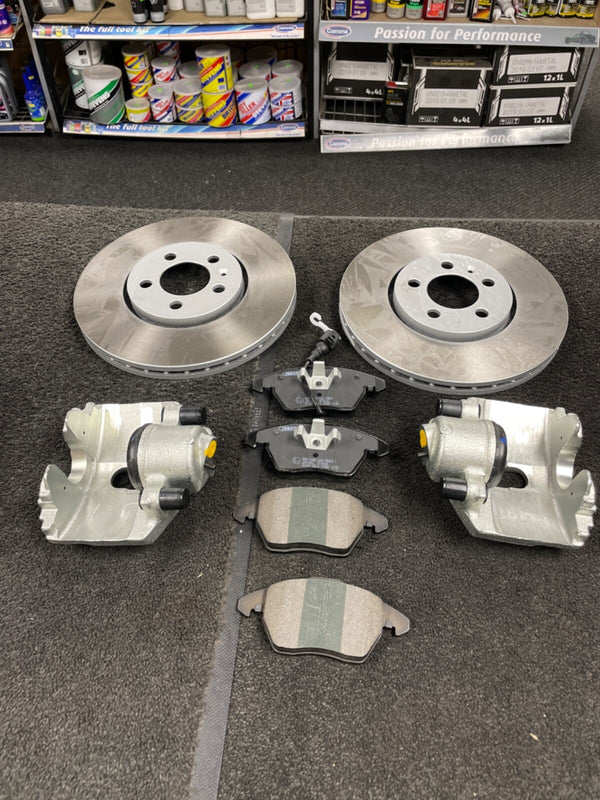 FRONT BRAKE CALIPERS PAIR  VW CADDY 1.9TDI  AND DISCS PADS FOR 288MM