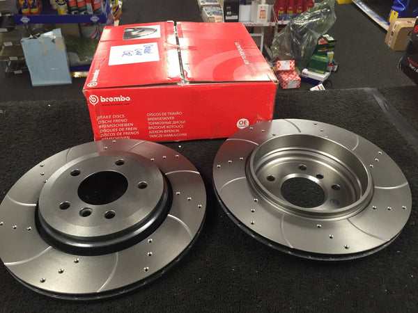BMW 330D 330CI REAR BRAKE DISC BREMBO CROSS DRILLED GROOVED BRAKE DISC REAR