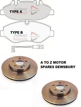 FORMERCEDES VITO CDi W639 2004-2011 FRONT 2 BRAKE DISCS AND PADS & 2 WEAR SENSOR