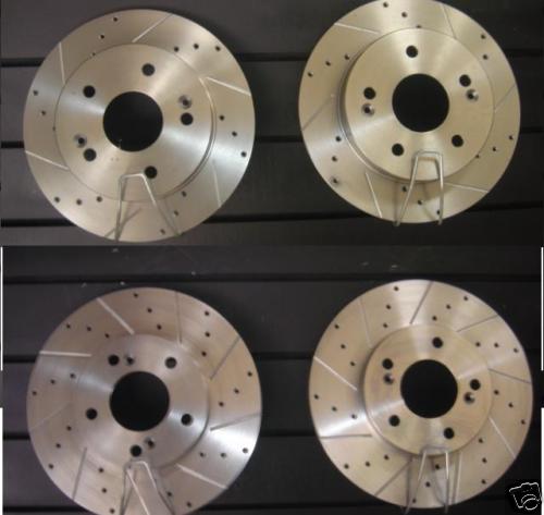 FOR HONDA PRELUDE 97-01 DRILLED GROOVED BRAKE DISC FR REAR 5 STUD