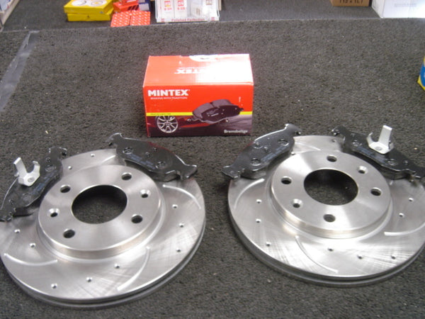 PEUGEOT 306 1.4 1.6 1.8 1.9 BRAKE DISC CROSS DRILLED BRAKE DISCS PADS FRONT