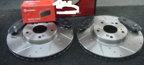 FOR HONDA CIVIC TYPE R EP3 BRAKE DISCS DRILLED GROOVED WITH BREMBO BRAKE PADS 
