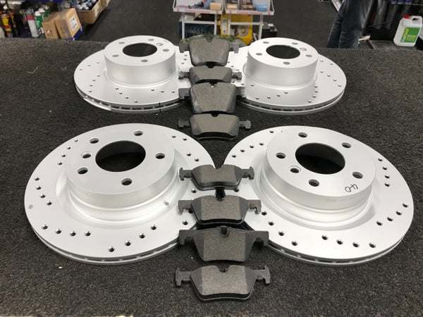 BMW 320d 320i MSPORT F30 SPORT CROSS DRILLED FRONT REAR DISCS WITH  BRAKE PADS