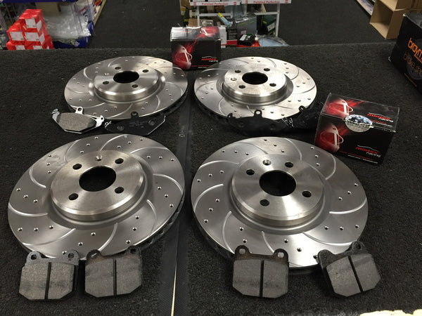 LOTUS ELISE MK2 DRILLED GROOVED BRAKE DISC MINTEX BRAKE PADS FRONT REAR