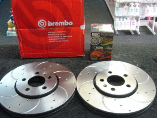 GOLF MK4 GTTDI BREMBO DRILLED GROOVED BRAKE DISCS MINTEX BRAKE PADS 288MM