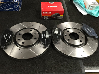 CITROEN C4 HDI VTi VTR VTS BRAKE DISC DRILLED GROOVED MINTEX BRAKE PAD FRONT 302