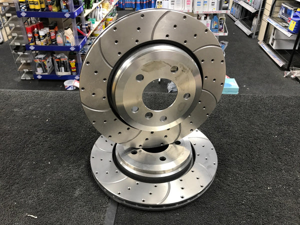 BMW 330i 330D 330Ci COUPE E46 REAR BRAKE DISCS DRILLED GROOVED SET