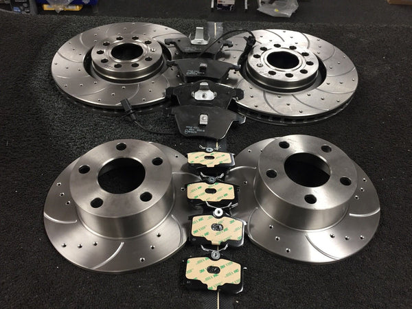 FOR AUDI A6 2.0TDi C6 4F 2004-2008 BRAKE DISC DRILLED GROOVED MINTEX BRAKE PADS