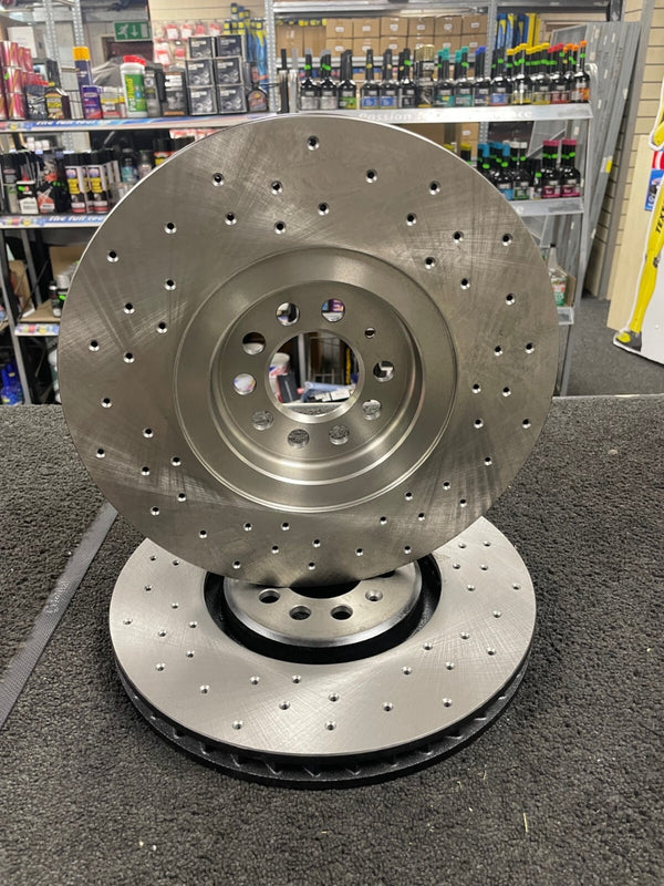 VW GOLF MK4 R32 AUDI TT A3 3.2 V6 8N PERFORMANCE CROSS DRILLED BRAKE DISCS 334MM