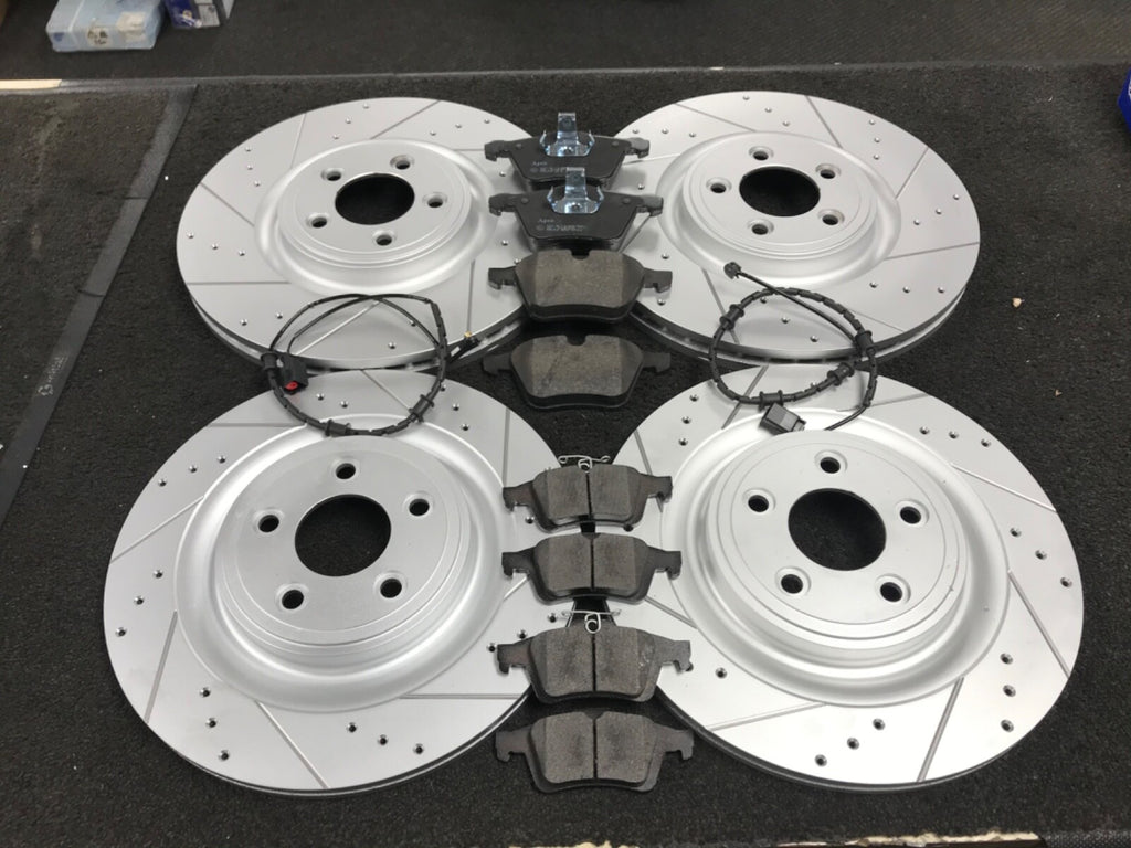FOR JAGUAR XJL 3.0D PORTFORLIO LWB CROSS DRILLED GROOVED BRAKE DISC WITH PADS