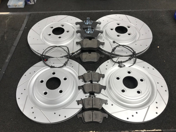FOR JAGUAR XJL 3.0D PORTFORLIO LWB CROSS DRILLED GROOVED BRAKE DISC WITH PADS