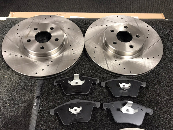 FOR AUDI TT 1.8T QUATTRO FRONT DRILLED GROOVED BRAKE DISCS BRAKE PADS FRONT