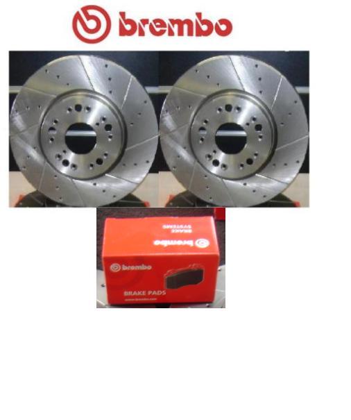 FOR LEXUS IS200 BREMBO DRILLED GROOVED BRAKE DISCS BREMBO PADS 