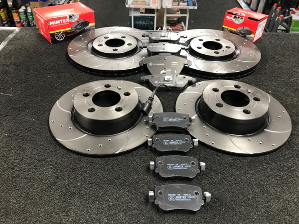 AUDI S1 2.0 QUATTRO BRAKE DISCS DRILLED GROOVED 310 FRONT 272 REAR BRAKE PADS