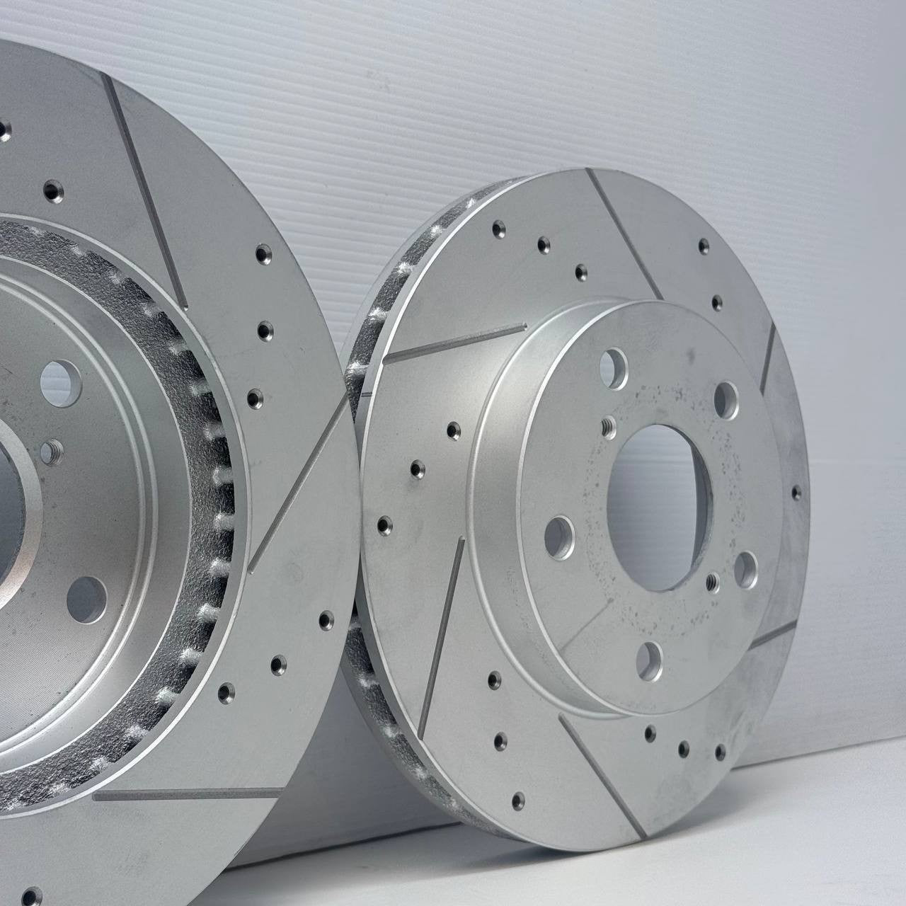 FOR TOYOTA MR2 MK2  SW20 GT TURBO REV1 DRILLED GROOVED FRONT BRAKE DISCS 258MM
