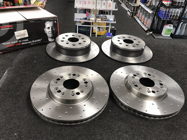 FOR LEXUS IS200 GS300 BREMBO CROSS DRILLED BRAKE DISC FRONT REAR 